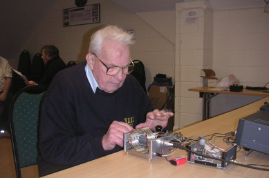 G3ICO operating his replica transistor transmitter